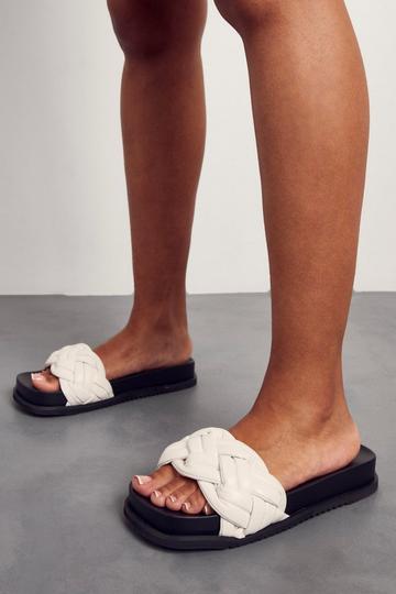White Woven Detail Sandals
