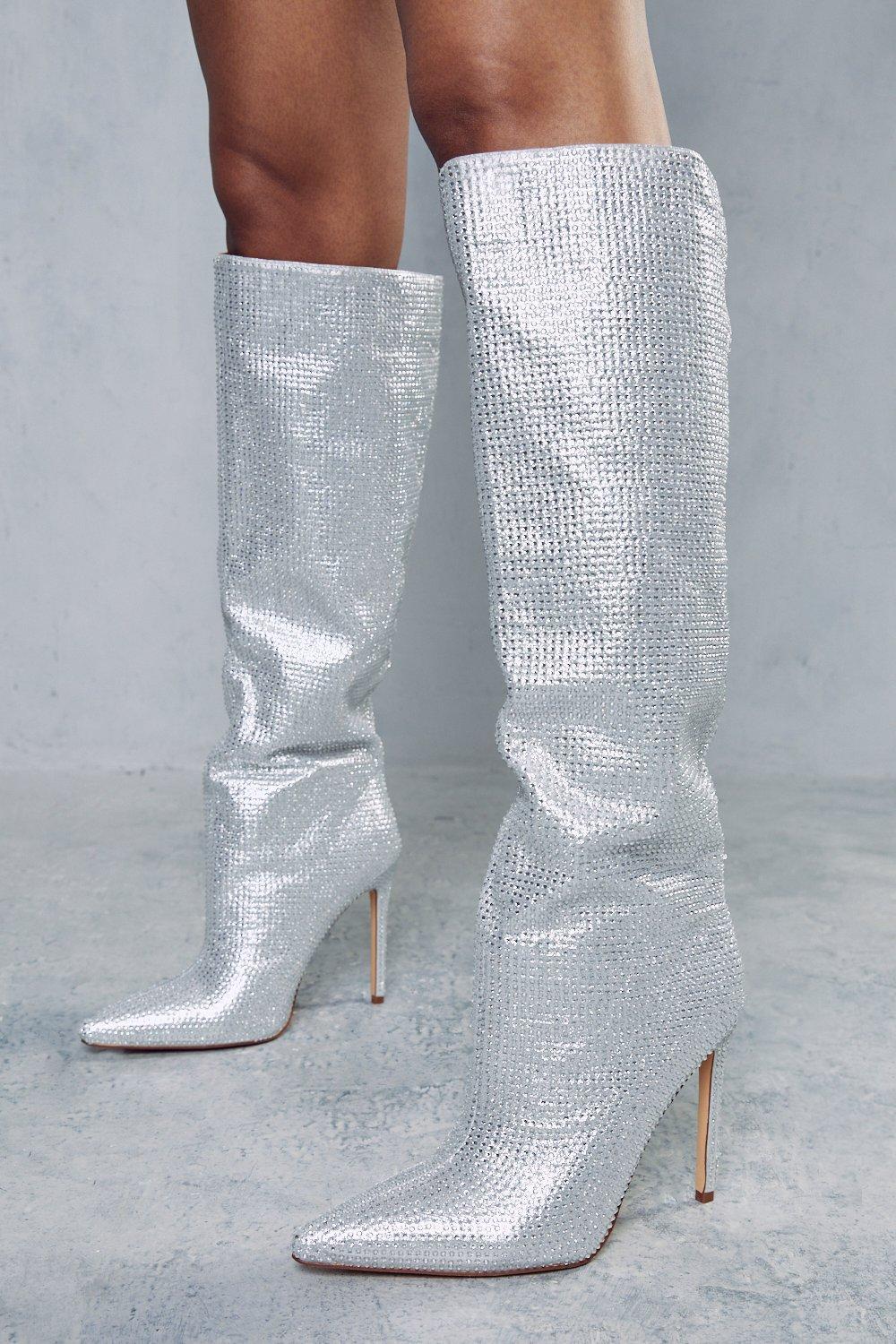 Diamante knee hotsell high boots