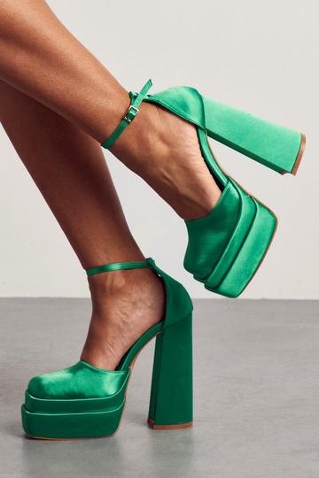 Green Extreme Platform Chunky Heels