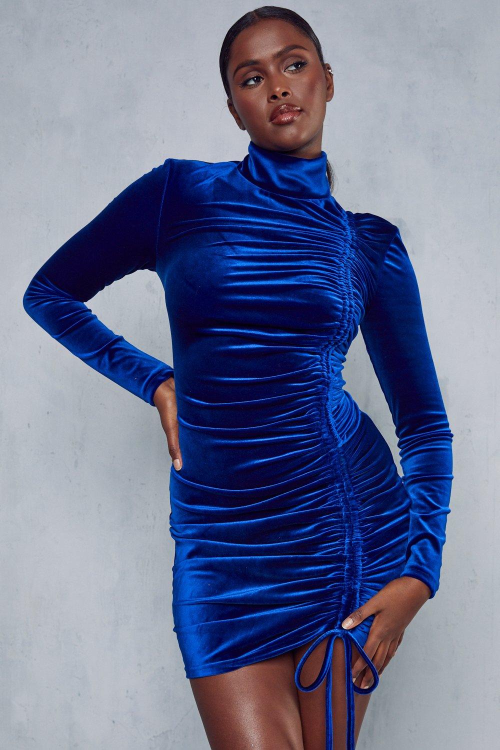 Buy FabAlley Women Navy Blue Velvet Off Shoulder Maxi Dress - Dresses for  Women 6980318 | Myntra