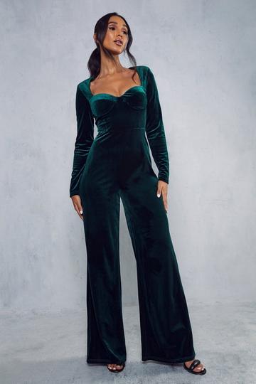 Green velvet jumpsuits | boohoo UK