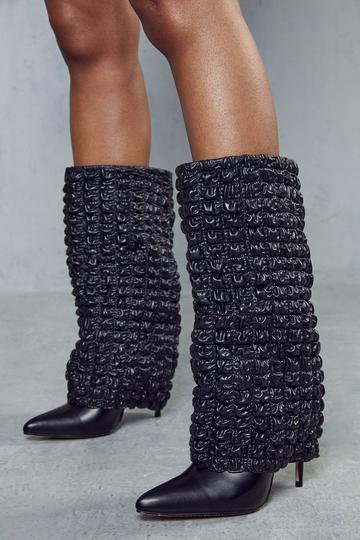 Textured Folded Sergio Black Light Ankle Boots G-1211 black