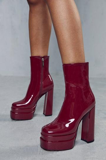 High Shine Extreme Platform Ankle Boots oxblood