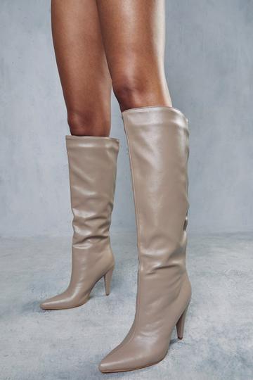 Cone Heel Knee High Boot mocha