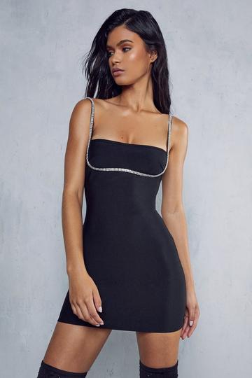 Bandage Diamante Trim Underbust Mini Dress black