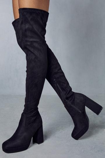 Black Platform Over The Knee Boots