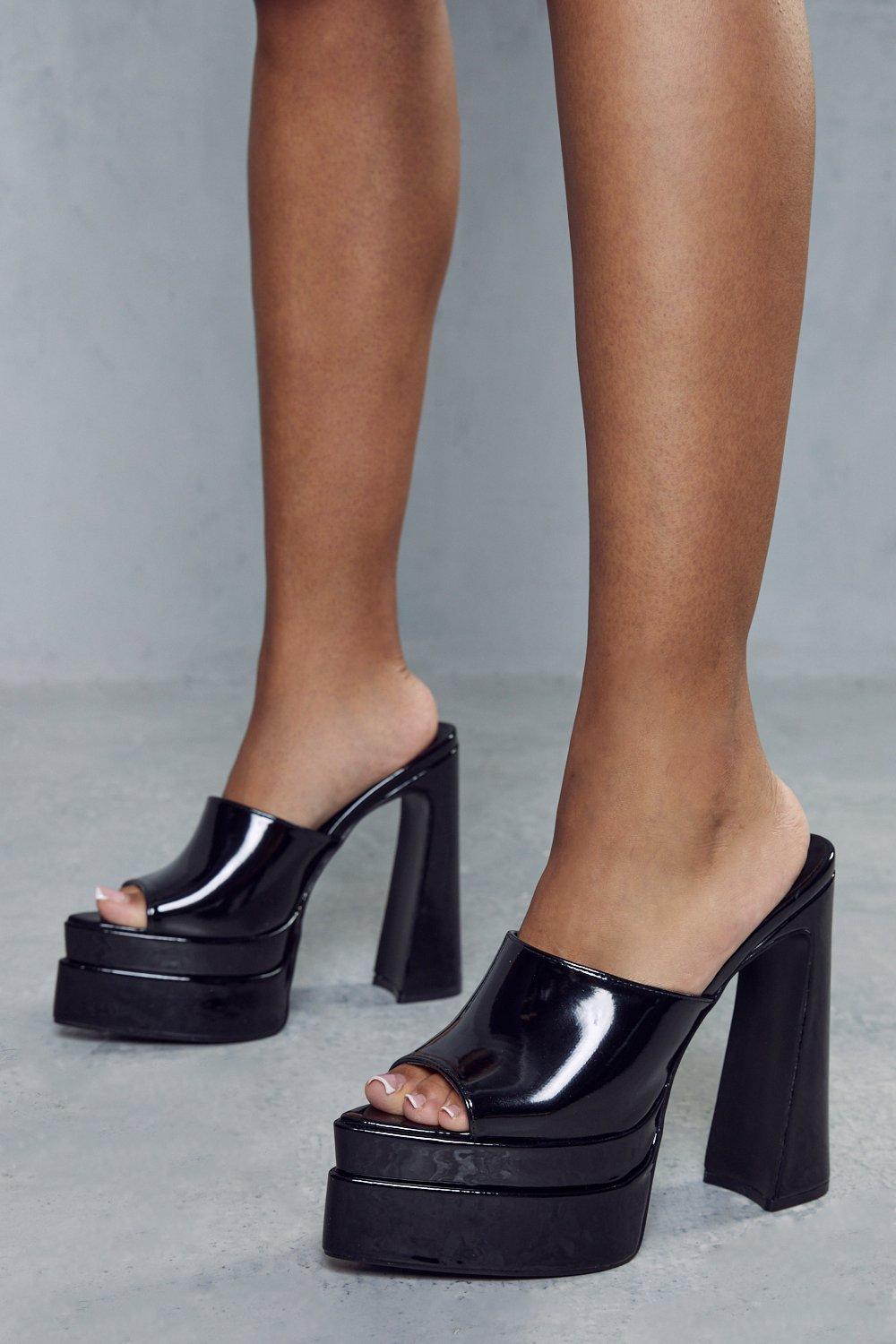 Black platform 2024 mule sandals