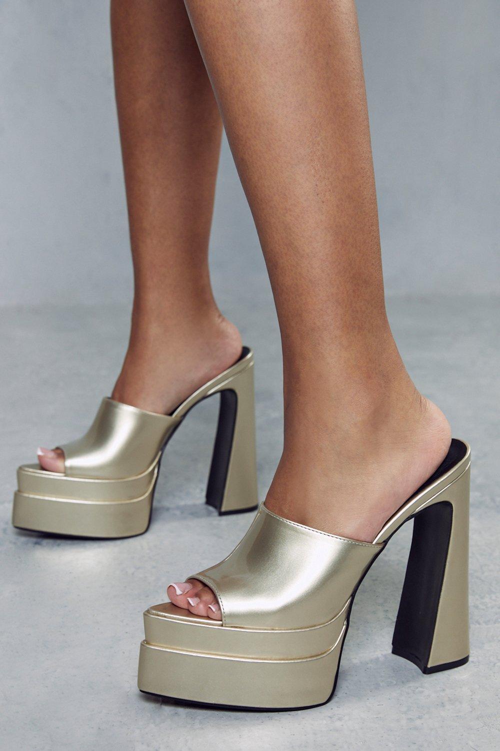 Gold mules boohoo UK