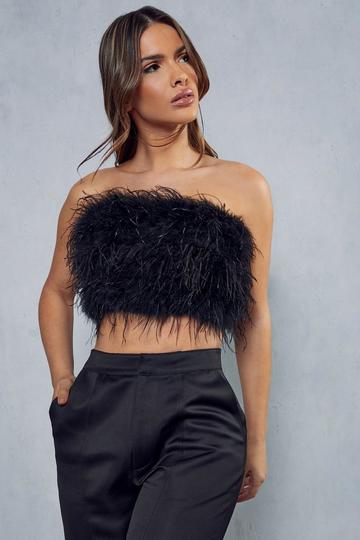 Extreme Feather Bandeau Top black