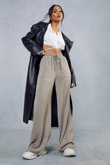 Pocket Detail Wide Leg Trousers taupe