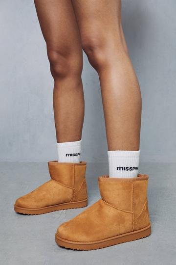 Mini Faux Fur Ankle Boots tan
