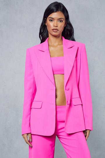 Tailored Premium Structured Contrast Cinched Blazer pink