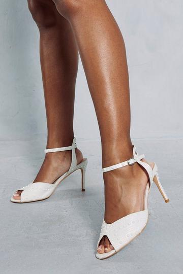 Ivory White Premium Pearl Embellished Mid Heels
