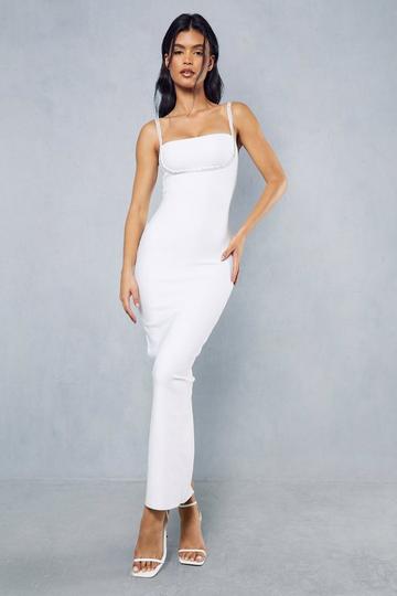 White Bandage Diamante Underbust Trim Midaxi Dress