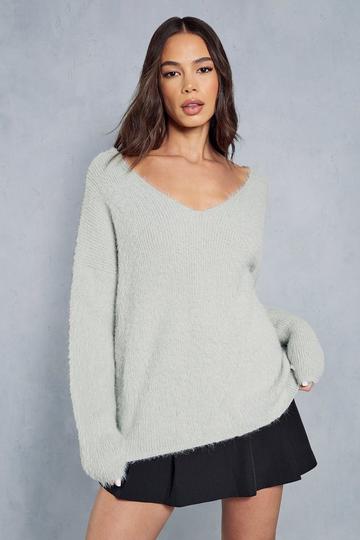Knitted Oversized Fluffy Jumper light grey