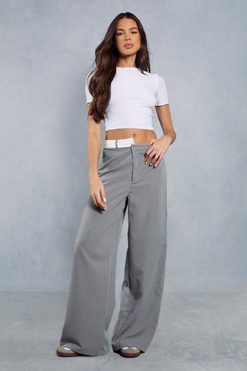 Contrast Band Drop Waist Band Trousers charcoal
