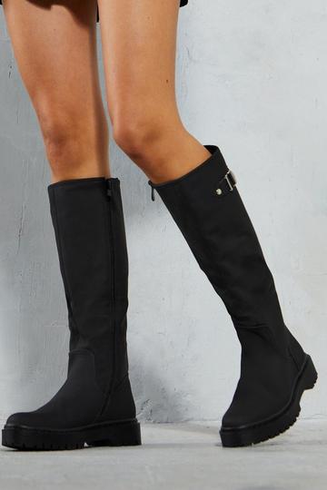Knee High Buckle Detail Boots black