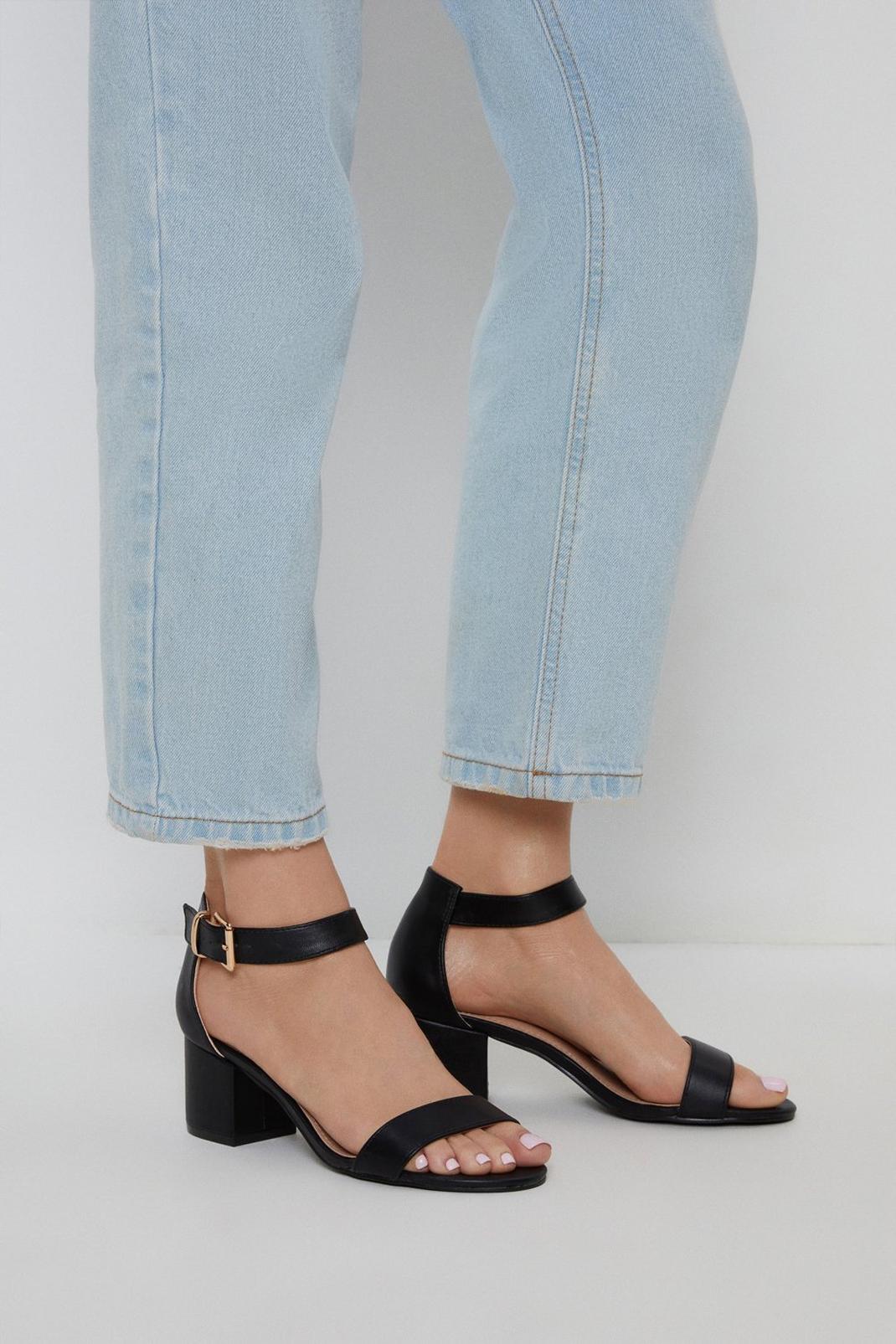 ILLUDE Women’s Block Heel Double Band Square Toe Heeled Sandal Slip On Shoes 