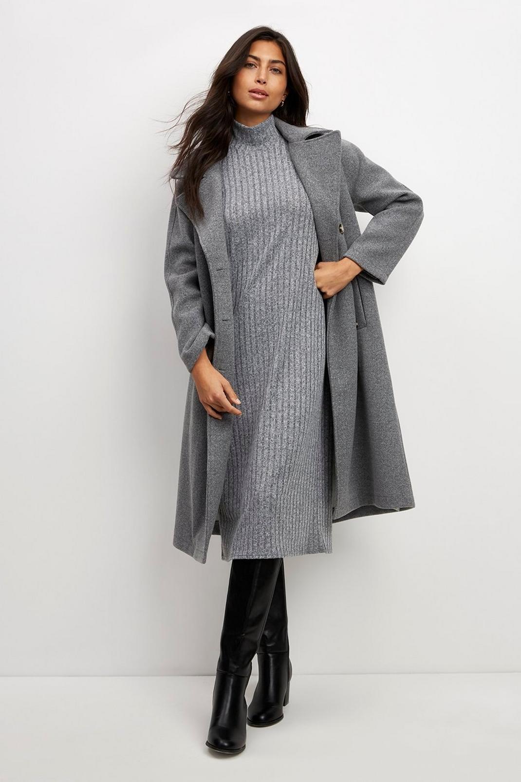 131 Soft Touch Rib Roll Neck Midi Dress image number 1