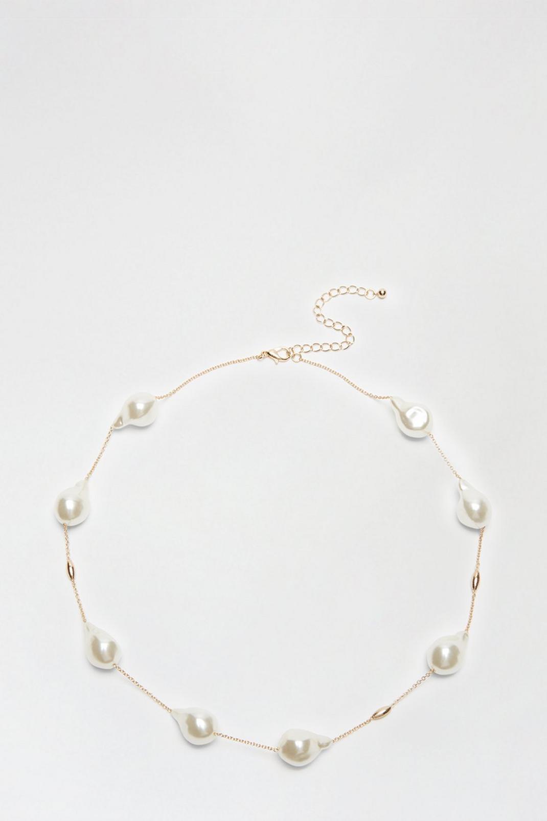 128 Pearl Drop Gold Necklace image number 1