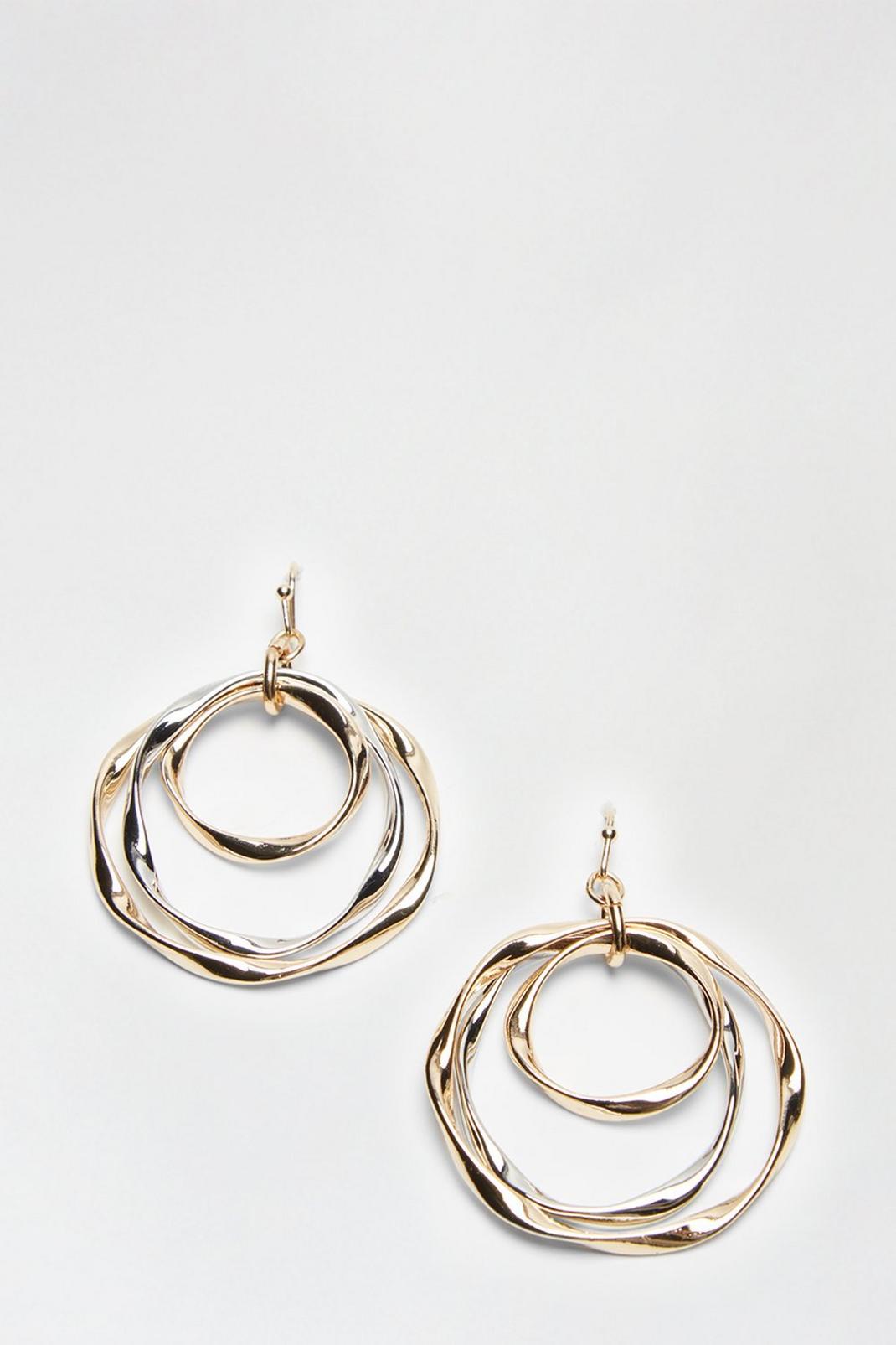 128 Gold Silver Drop Hoops image number 1