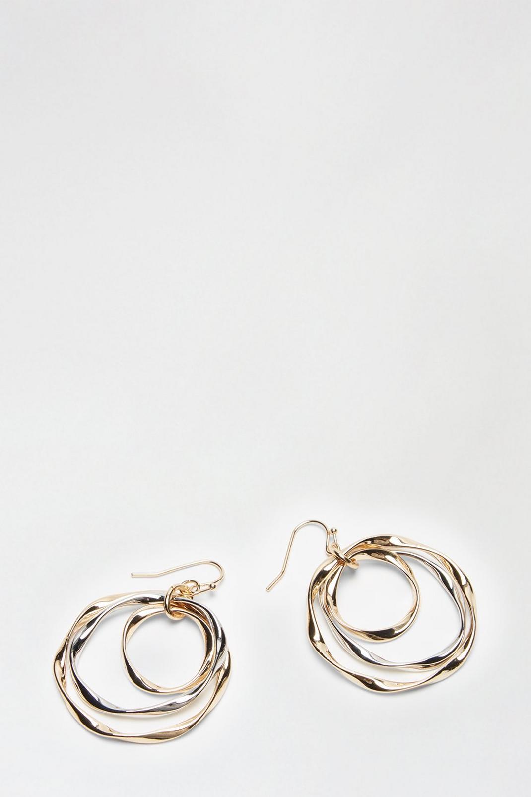 128 Gold Silver Drop Hoops image number 2