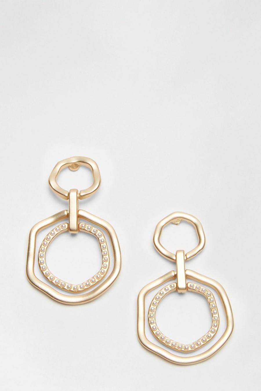 Gold Pearl Detail Drop Earrings