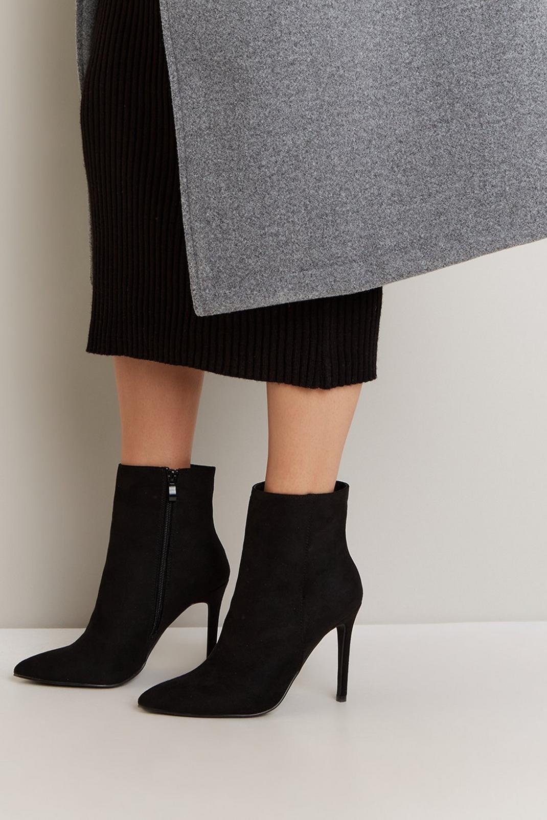 Black Alana Pointed Heeled Ankle Boot image number 1