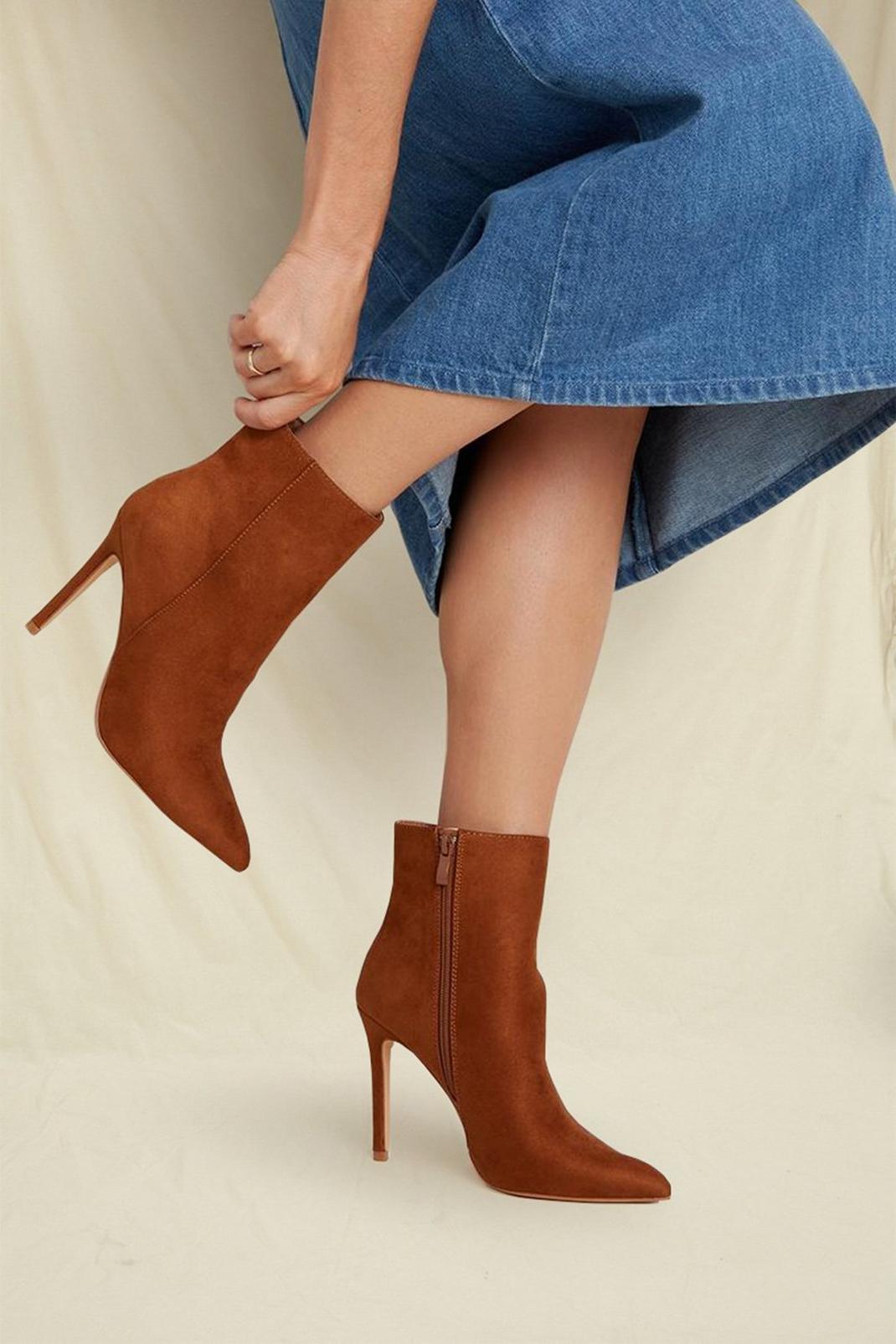 Tan Alana Pointed Heeled Ankle Boot image number 1