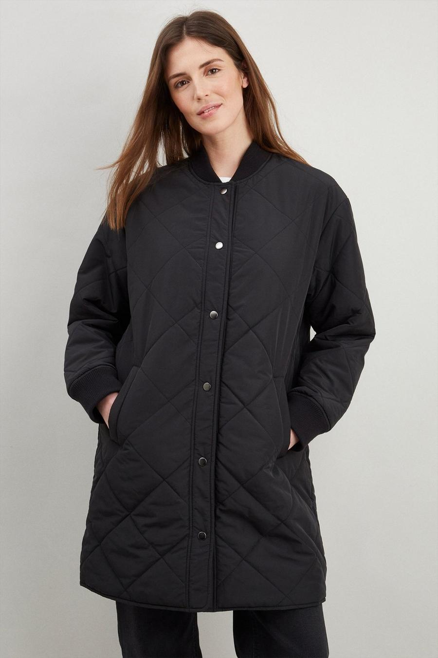 Quilted Mid Length Coat