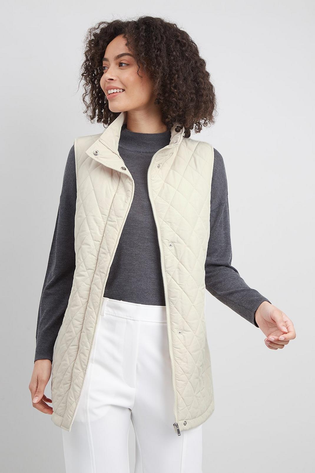 Neutral Padded Quilted Gilet image number 1
