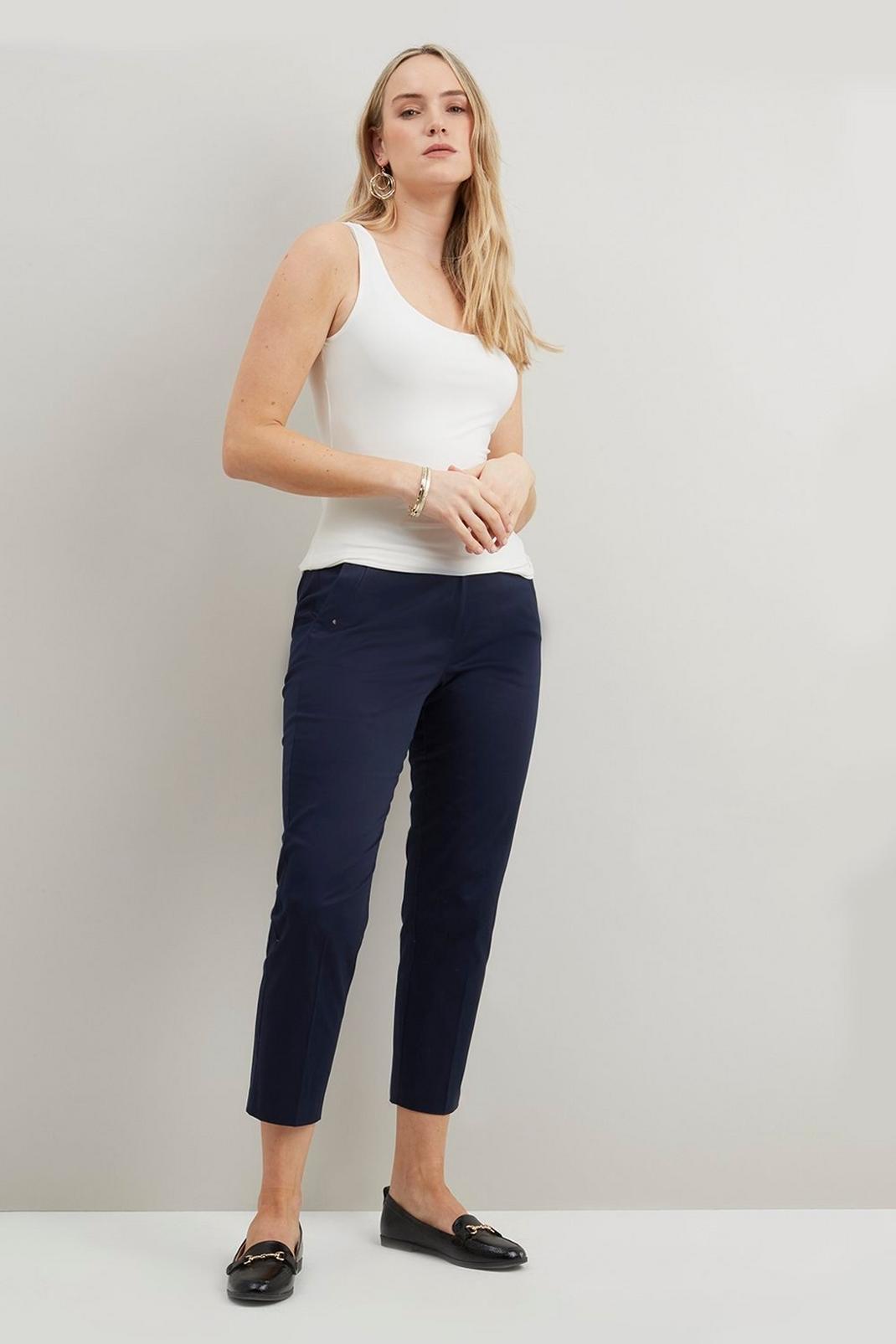 Navy Stretch Crop Trouser image number 1