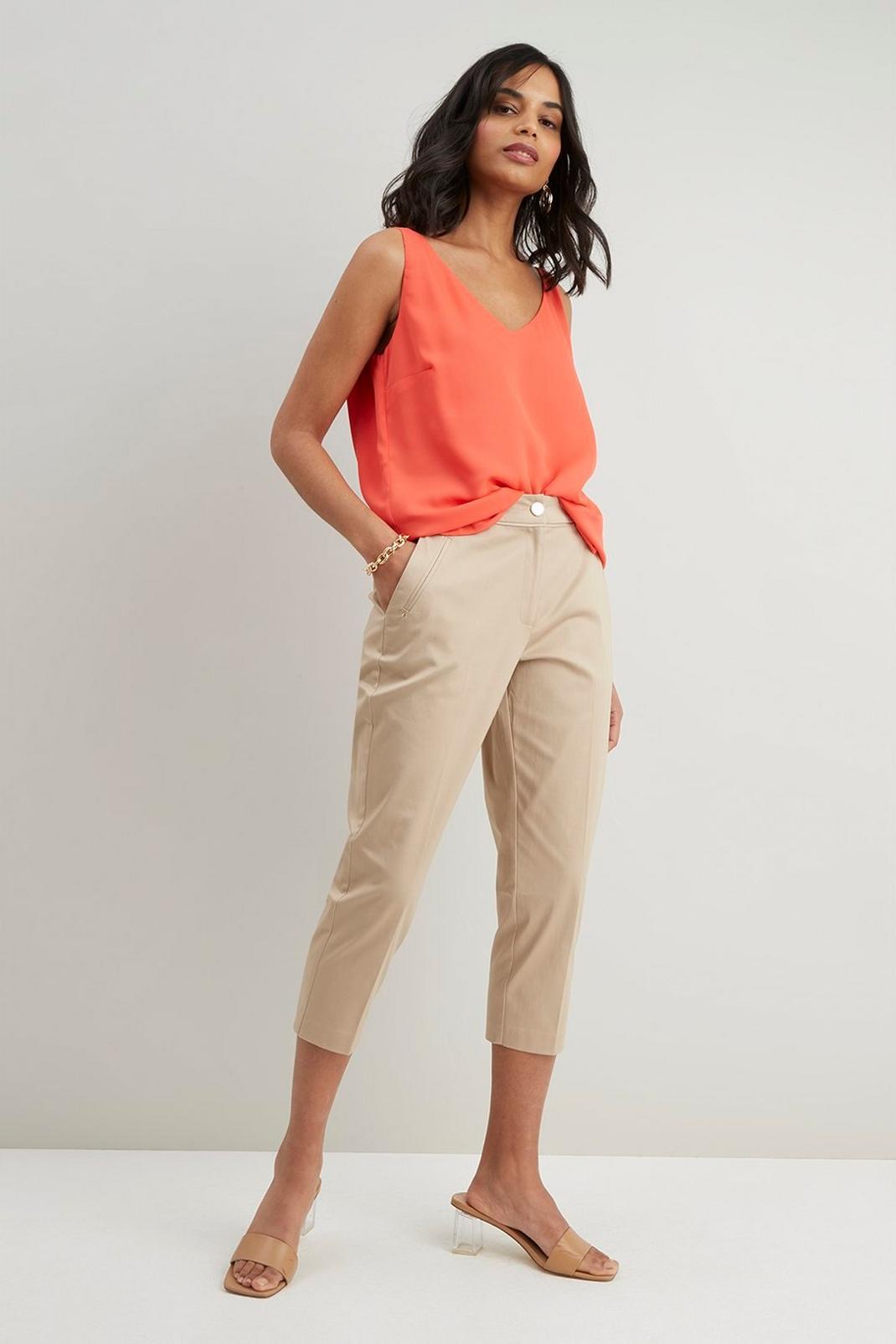 Stone Petite Stretch Crop Trouser image number 1