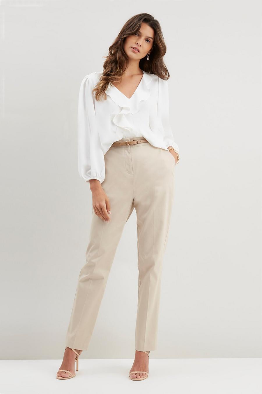 Tall Stretch Cigarette Belted Trouser