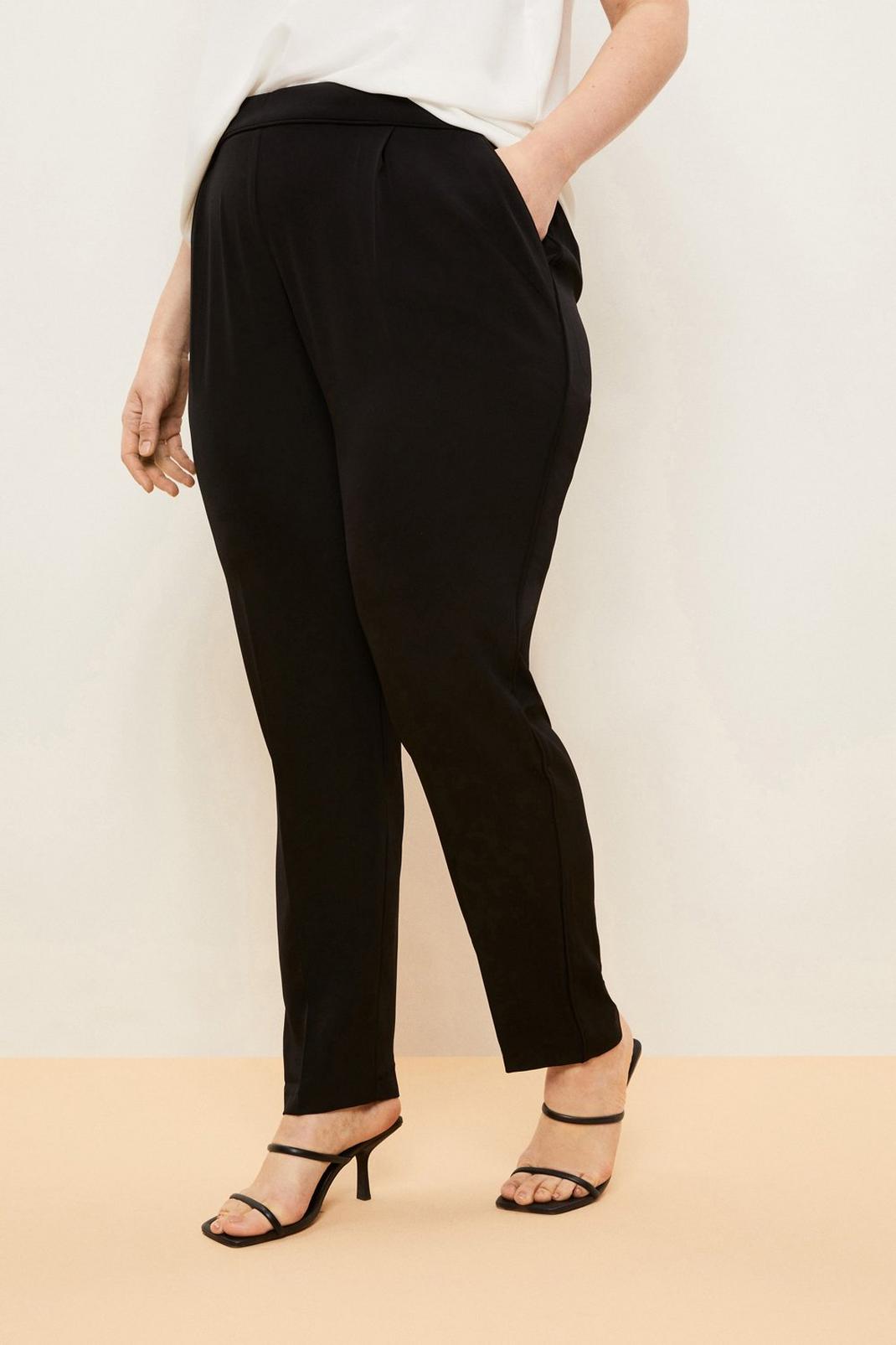 Black Curve Pull On Trousers image number 1