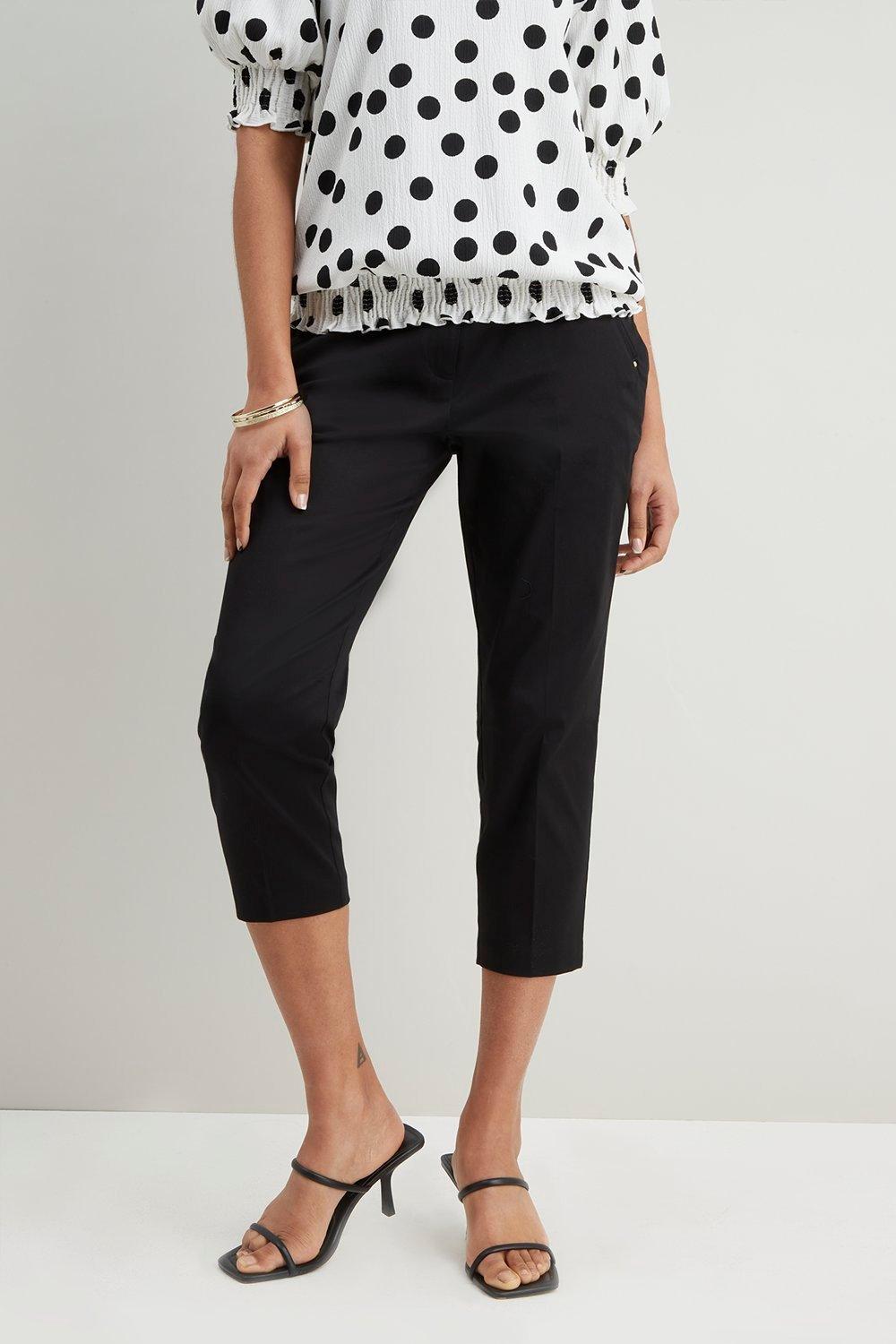 Petite Cropped Stretch Trousers in White