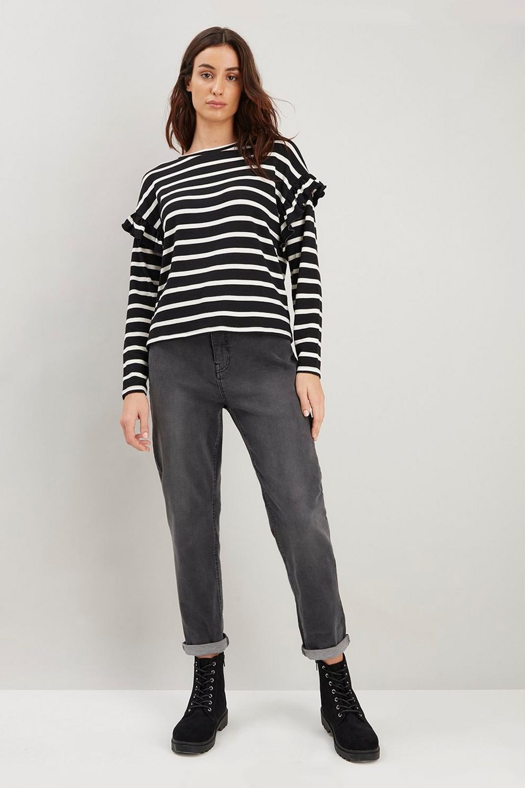 105 Stripe Long Sleeve Frill Top image number 2