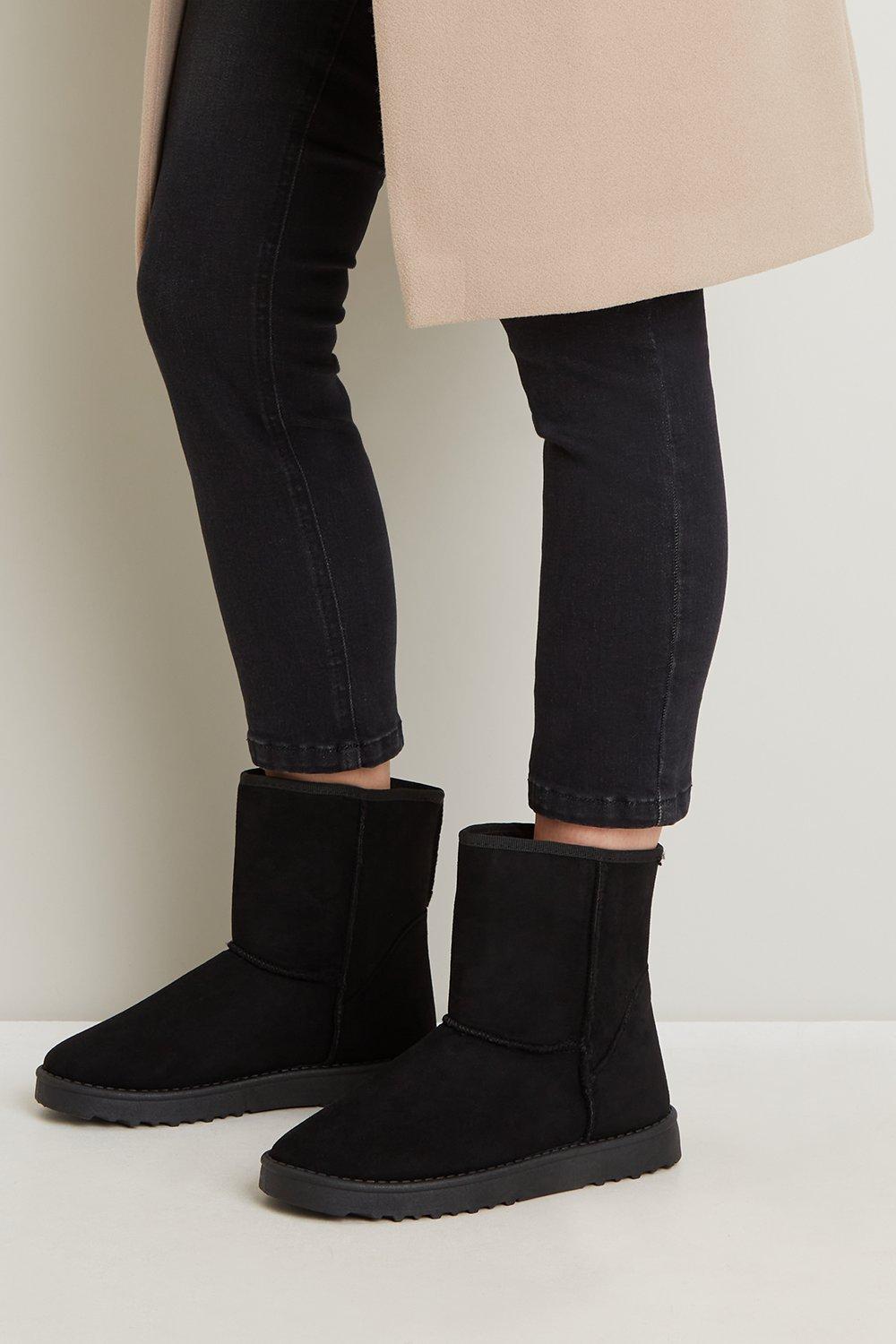 black suede fur lined ankle boots
