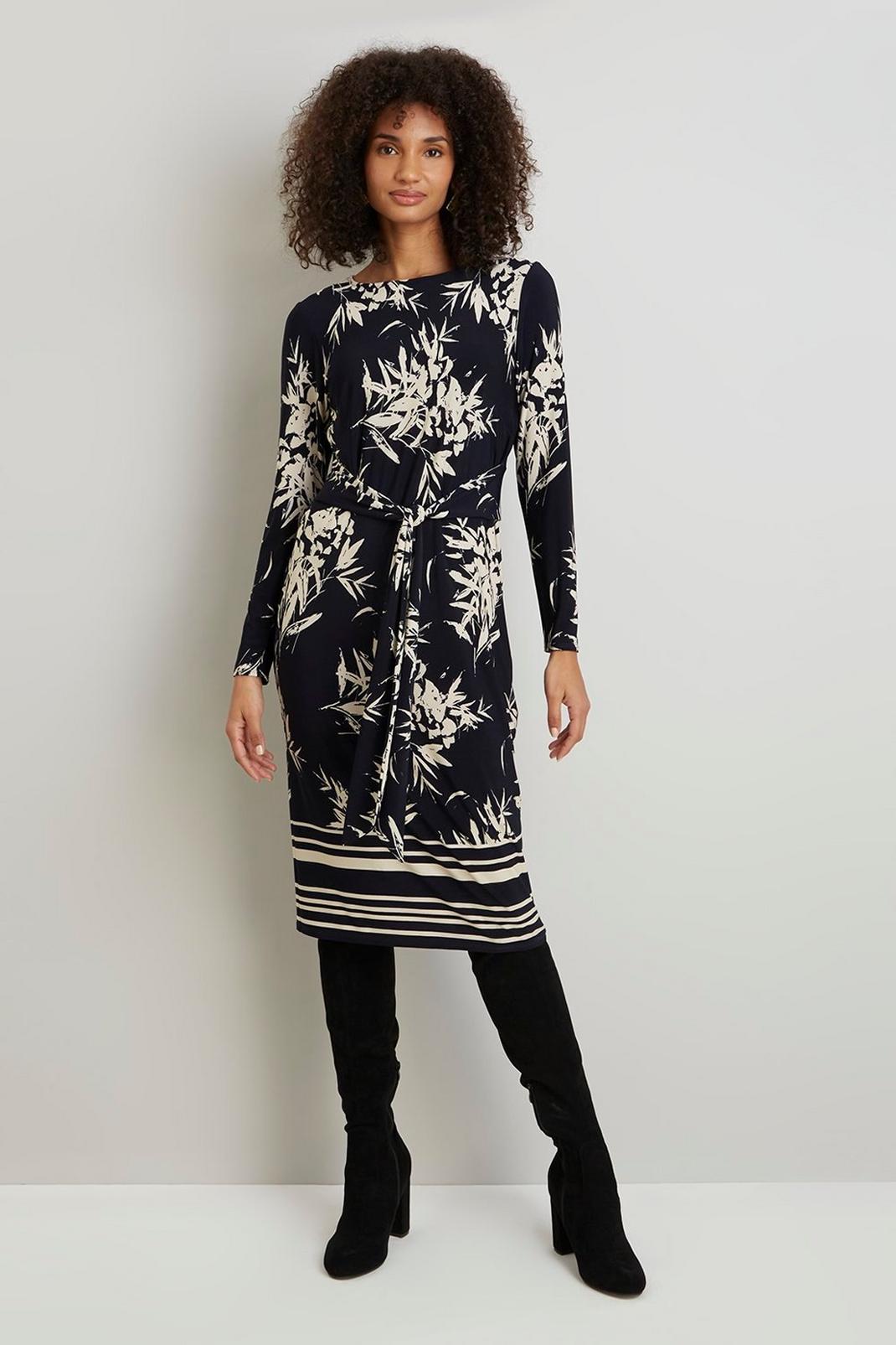Petite Ink Shadow Floral Jersey Midi Dress image number 1