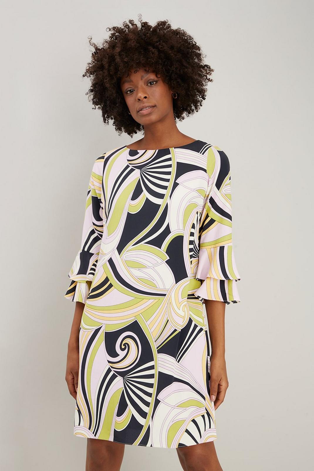 Pink Abstract Graphic Print Shift Dress image number 1
