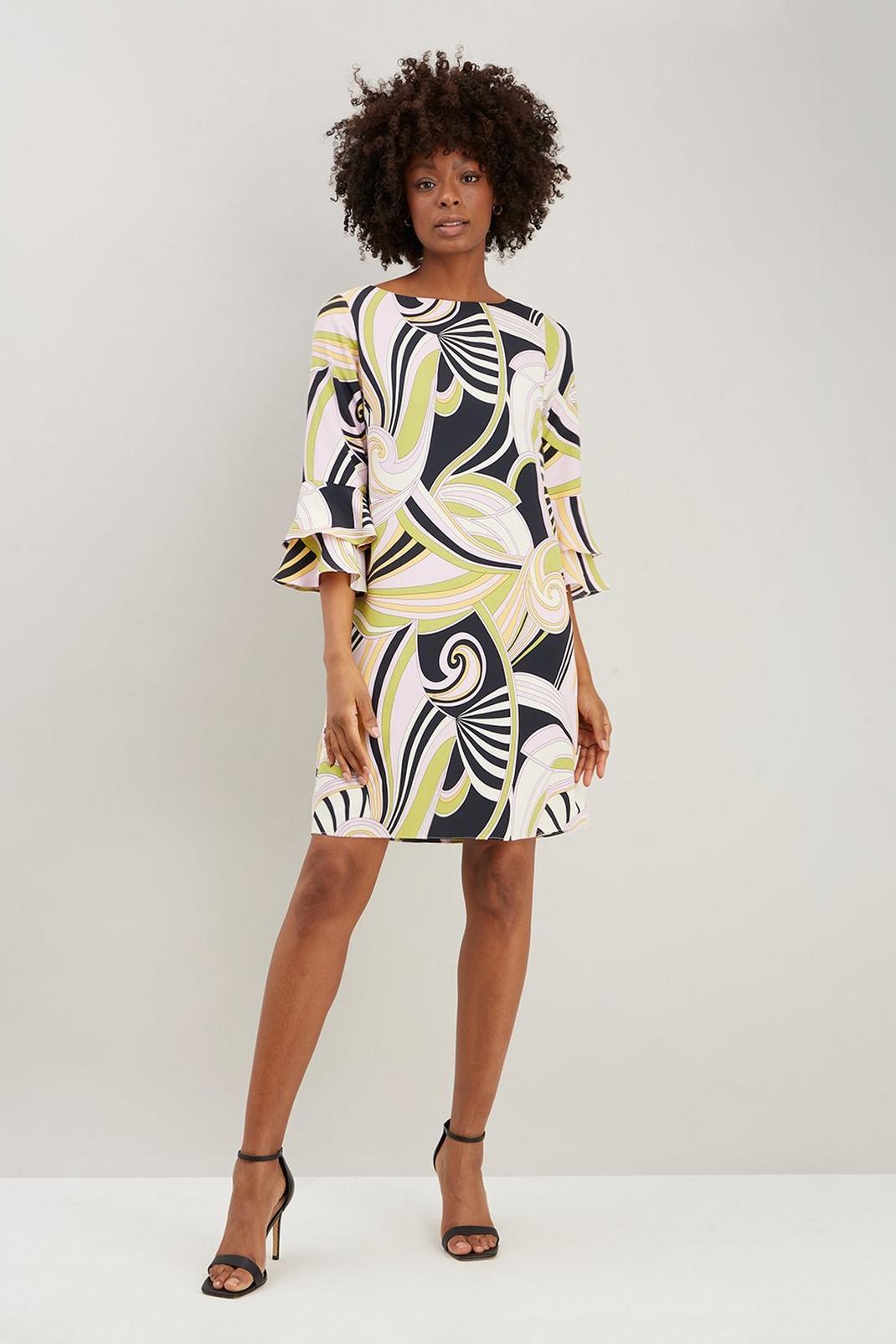 155 Abstract Graphic Print Shift Dress image number 2