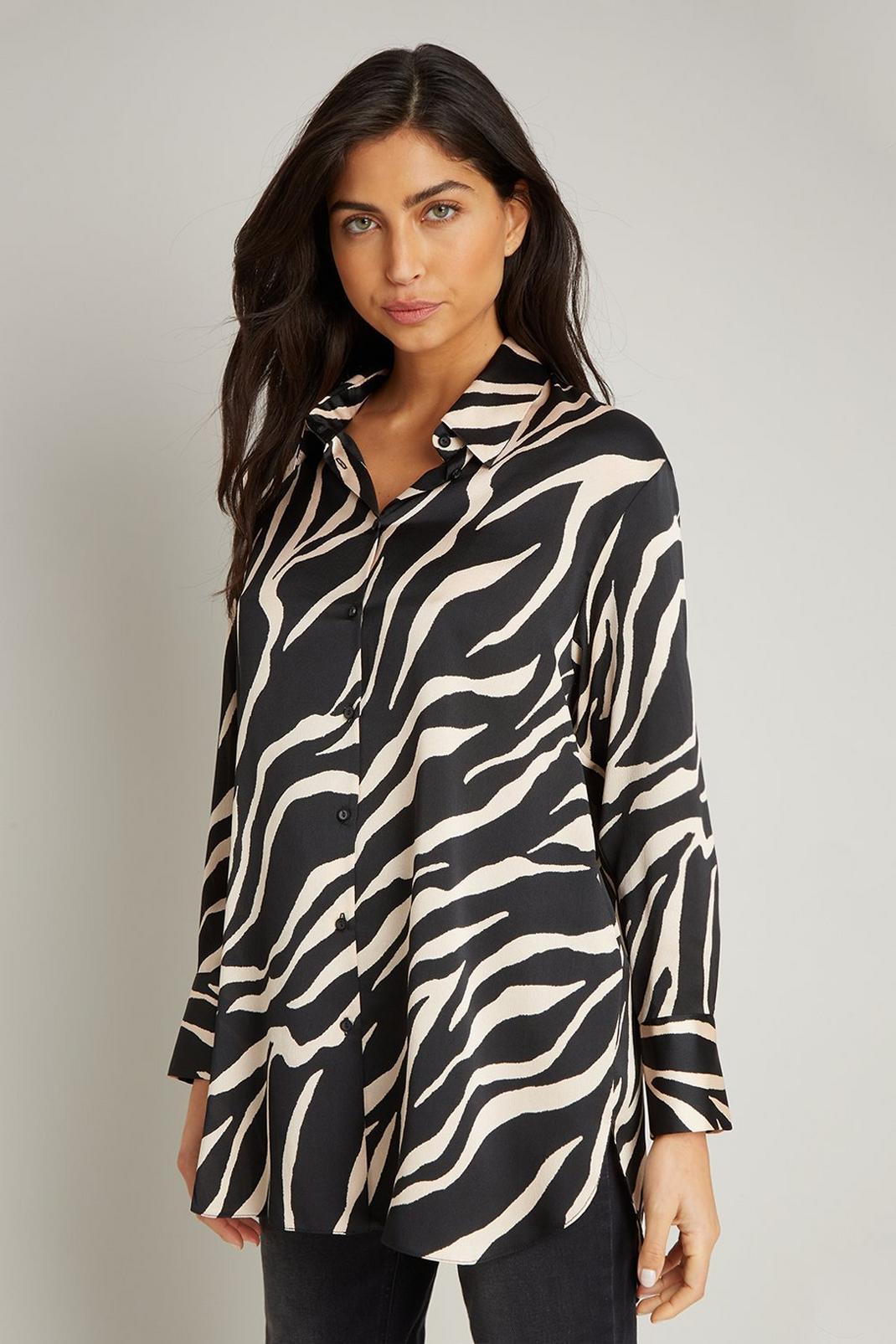 Blush Soft Zebra Long Line Shirt image number 1