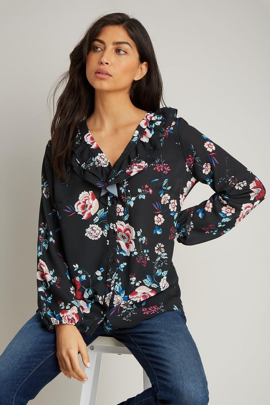 105 Winter Floral Ruffle Blouse image number 2