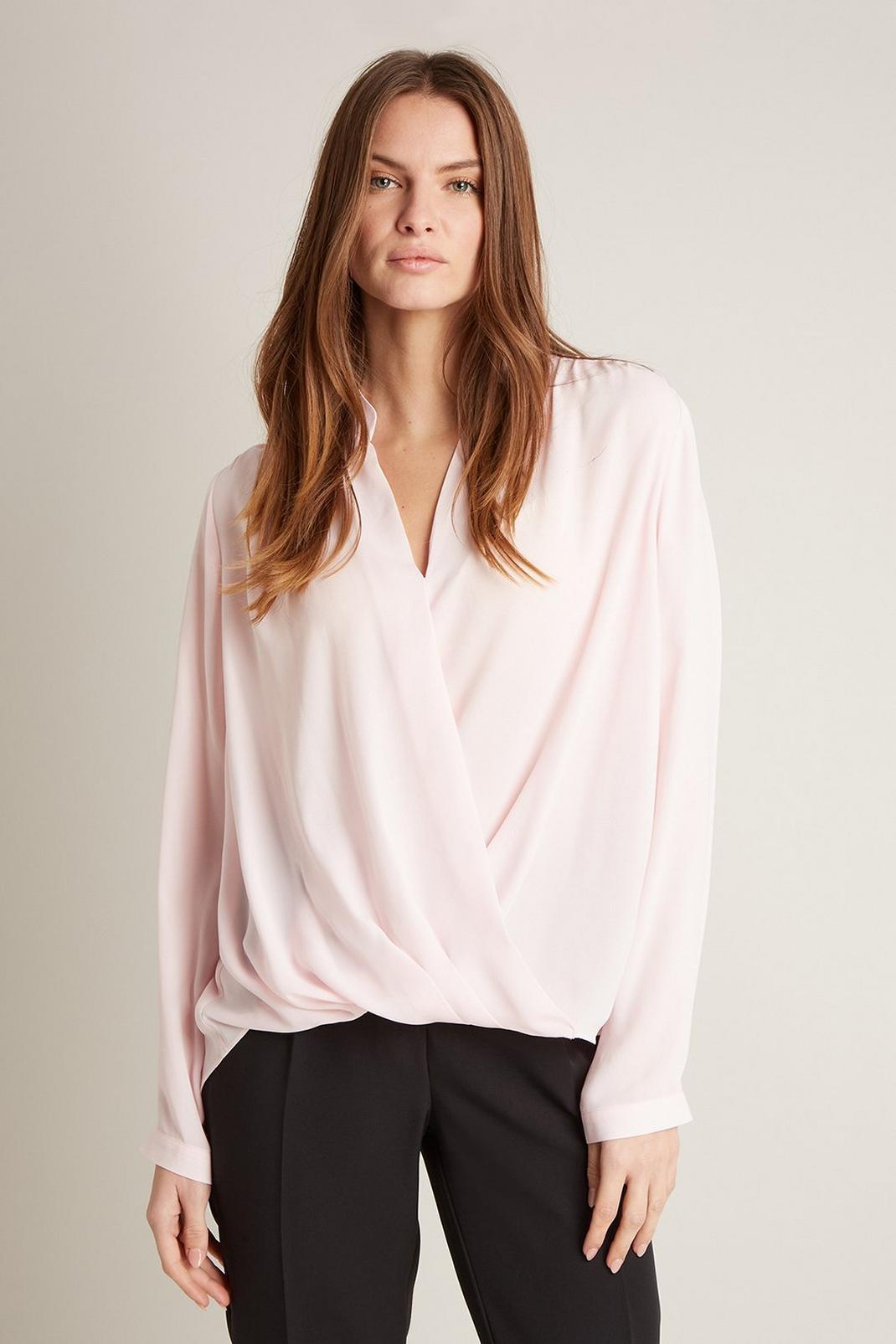 Blush Double Layer Woven Drape Wrap Top image number 1