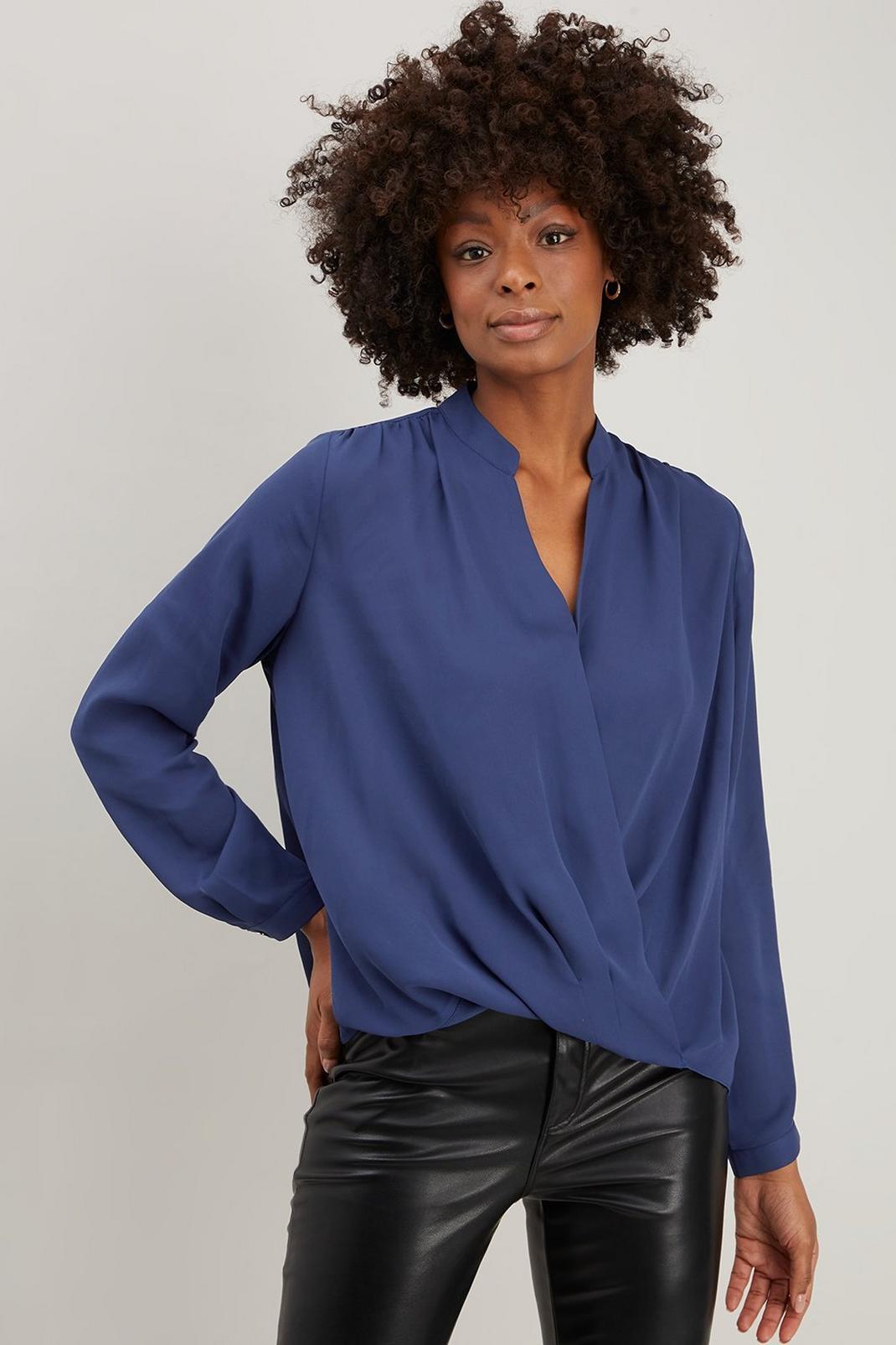 Ink Double Layer Woven Drape Wrap Top image number 1
