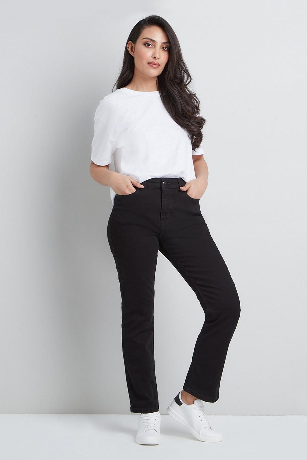 Black Petite Harper Straight Leg Jeans image number 1
