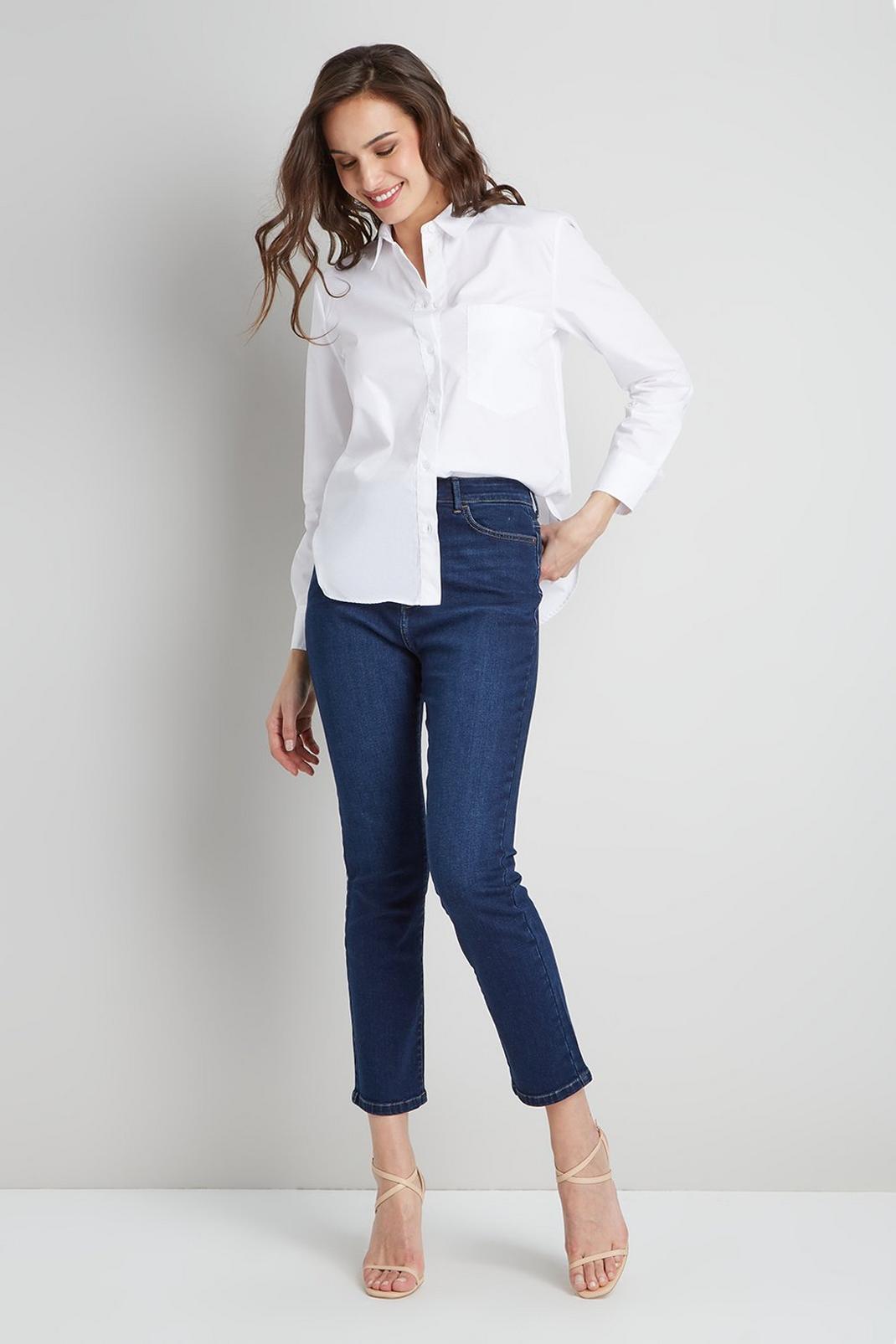 Indigo Tall Demi Cropped Straight Jeans image number 1