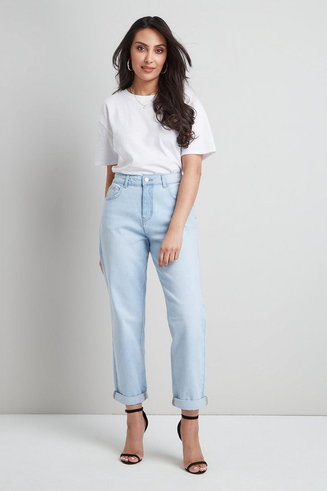 Bleach wash Petite Mom Jeans image number 1
