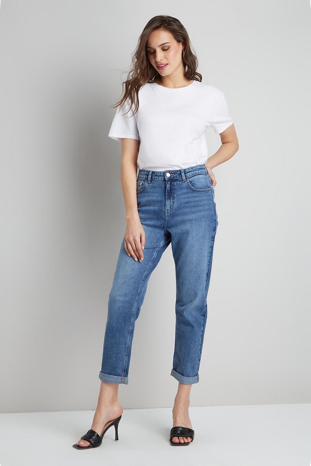Mid wash Tall Mom Jeans image number 1