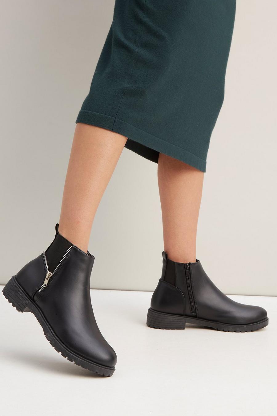 Wide Fit Madi Side Zip Ankle Boots